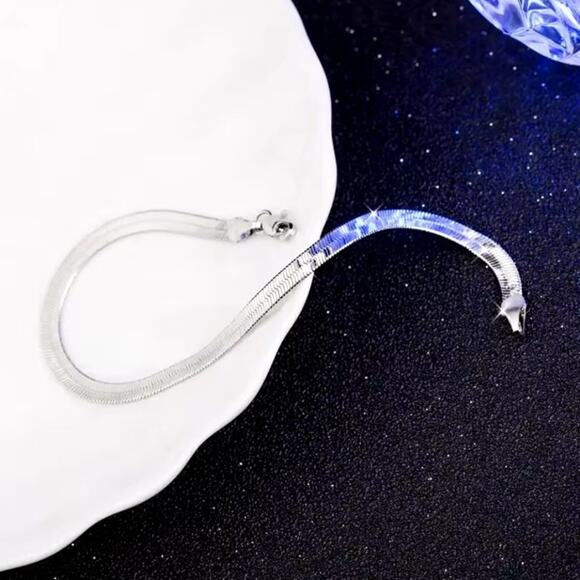 925 Sterling Silver Herringbone Snake Bracelet Christmas Birthday Gift - NEW! - Picture 3 of 4